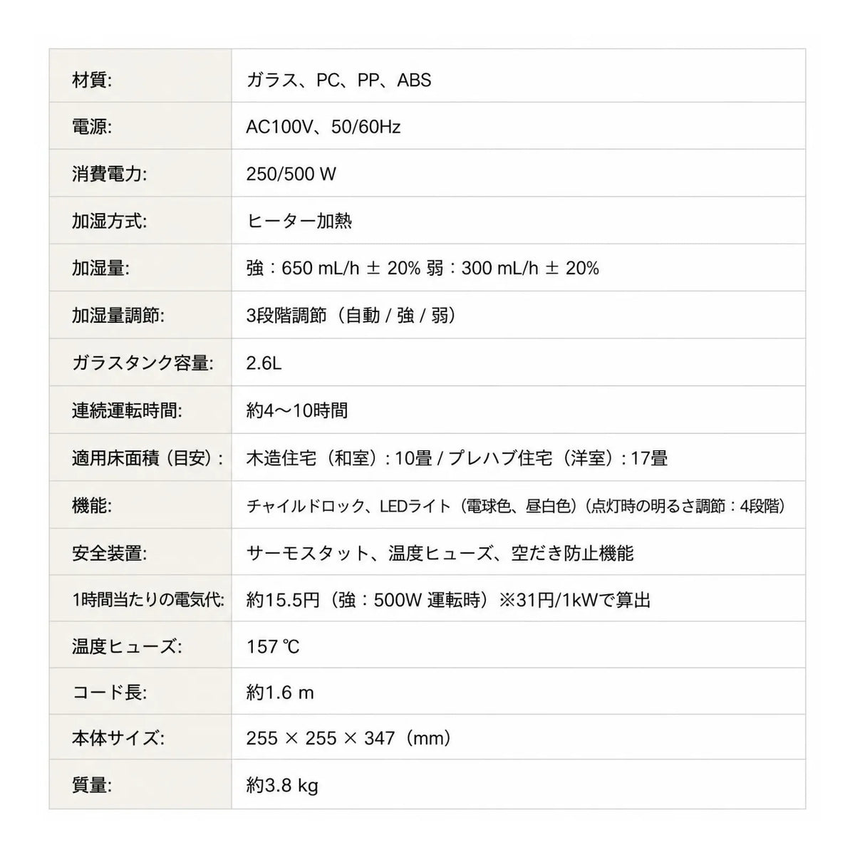 GLASS STEAM HUMIDIFIER ガラススチーム加湿器